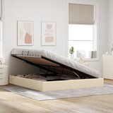  Otomanski krevet s pohranom Krema 160 x 200 cm tkanina | shoptok.hr