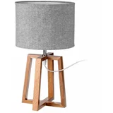 Casa Selección Siva/smeđa stolna lampa od masivnog drveta s tekstilnim sjenilom (visina 44 cm) –