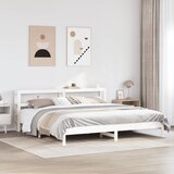 Maison Chic Posteljni okvir - Dvoposteljna postelja - Zakonska postelja brez vzmetnice bel 200x200 cm trdna borovina-J3674, (21766091) | Shoptok.si