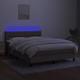  Krevet box spring s madracem LED smeđesivi 140x200 cm tkanina | shoptok.hr