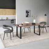 P & B JEDILNA MIZA, v celoti masivno akacija črna, barva oreha | Shoptok.si