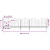  Vrtna ograda s vrhom koplja Čelik 892,5 x 200 cm Crna | shoptok.hr