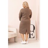 Kesi Włoski Plus Size women's dress in butter color with a V-neck and fango sleeve | Shoptok.si
