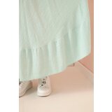Kesi Włoski Plus size women's dress with short sleeves and ruffle made of light viscose mint | shoptok.hr
