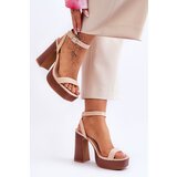 FI1 Leather Sandals On A Chunky Platform Beige Marina | Eponuda.ba