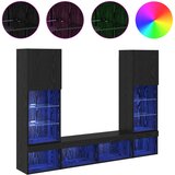 TV zidne jedinice s LED-om 5 pcs 40,5 x 30 x 102 cm Crni hrast | shoptok.hr