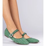 Gemre Green women's ballet flats with buckle and crystals Piona | Shoptok.si