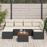 vidaXL Vrtna sedežna garnitura z blazino 7 pcs Črna poli ratan, (5000153348) | Shoptok.si