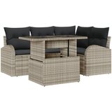 vidaXL 5-delna vrtna sofa garnitura z blazinami svetlo sivi poli rattan | Shoptok.si