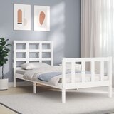 vidaXL Posteljni okvir z vzglavjem bel 90x190 cm trden les Cene