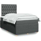 vidaXL Box spring postelja z vzmetnico temno siva 120x200 cm blago | Shoptok.si
