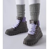 Gemre Gray ankle boots with purple accents Roanoke Cene