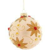  Novogodišnja staklena kugla krem boje, cvetići D.8CM | Eponuda.com