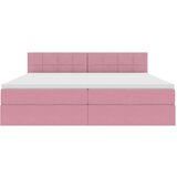  Postelja z LED lučmi z vzglavjem Roza 200 x 200 cm Žamet, (5000106617) | Shoptok.si