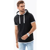 Ombre Majice s kratkimi rokavi Moška majica s kapuco (S1376BLACK) pisana