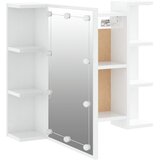 Ormarić s ogledalom i LED svjetlima sjajni bijeli 70x16,5x60 cm | shoptok.hr