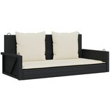  The Living Store Gugalna klop z blazinami črna 119x56x48 cm poli ratan - Gugalna Klop, (21495190) | Shoptok.si