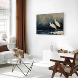  Slika - Herons over a winter pond - Japanese-style illustration in dark colours 30x20 Standard | shoptok.hr