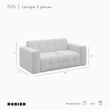 Rodier Siva žametna sedežna garnitura 199 cm Tuil – | Shoptok.si