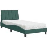 vidaXL Postelja z vzmetnico temno zelena 90x200 cm žamet | Shoptok.si