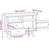 Strani šal s predalom Naravna 100 x 30 x 68 cm Trden tikov les, (5000107584) | Shoptok.si