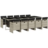  The Living Store Vrtna jedilna garnitura 11-delna z blazinami sv. siv PE ratan - Vrtna Jedilna Garnitura, (21447105) | Shoptok.si
