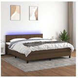 vidaXL Box spring postelja z vzmetnico LED temno rjava 160x2 | Shoptok.si