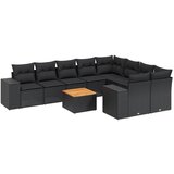 Maison Chic Seti vrtnega pohištva - Vrtna garnitura - Vrtni pohištvo set 10-delna z blazinami črn poli ratan, (21811794) | Shoptok.si