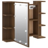 Ormarić s ogledalom LED boja smeđeg hrasta 70 x 16,5 x 60 cm | shoptok.hr