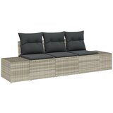 vidaXL Set od 3 komada kauča za vrt s jastučićima svjetlosivi poli ratan | shoptok.hr