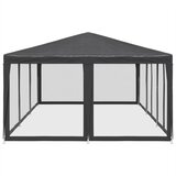 Šator za zabave 10 mrežastih bočnih zidova antracit 6x4 m HDPE | shoptok.hr