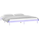  LED okvir kreveta bijeli 150 x 200 cm bračni od masivnog drva | shoptok.hr