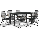  Vrtna garnitura - 7-dijelni vrtni blagovaonski set od PVC ratana crni - 6 | shoptok.hr