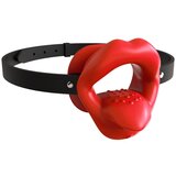 Kiotos Vibrating Mouth Gag Silicone Lips & Tongue Red Cene