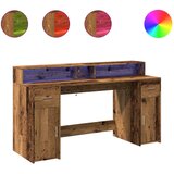  Radni stol s LED svjetlima boja starog drva 160x55x91 cm drveni | shoptok.hr