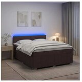vidaXL boxspring postelja z vzmetnico, blago, temno rjava, 160×200 cm Cene