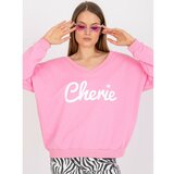 Fashion Hunters Pink and white printed sweatshirt with a loose cut Cene