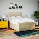  Krevet s oprugama i madracem krem 140 x 190 cm od tkanine | shoptok.hr
