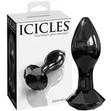 Icicles br. 78 - stožasti stakleni analni dildo (crni)