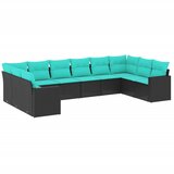 vidaXL Vrtna sedežna garnitura 10-delna z blazinami črn poli ratan, (21113237) | Shoptok.si