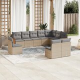 vidaXL 10-dijelni set vrtnih sofa s jastucima bež od poliratana | shoptok.hr