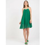 Fashion Hunters Dark green airy one size dress with mini length Cene