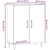 vidaXL Komoda Artisan hrast 69,5x34x90 cm izrađeno drvo | shoptok.hr