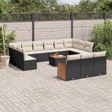 Maison Chic Seti vrtnega pohištva - Vrtna garnitura - Vrtni pohištvo set 14-delna z blazinami črn poli ratan, (21810407) | Shoptok.si