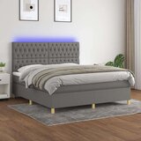  Box spring postelja z vzmetnico LED temno siva 180x200 cm blago, (20788901) Cene
