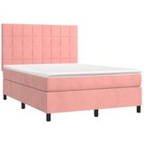  Box spring postelja z vzmetnico LED roza 80x200 cm žamet, (20900694) | Shoptok.si