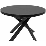 Kave Home Črna okrogla raztegljiva jedilna miza s stekleno mizno ploščo ø 160 cm Vashti –