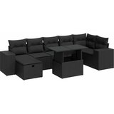 vidaXL Vrtna sedežna garnitura 5-delna z blazinami črn poli ratan | Shoptok.si