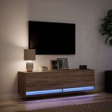 vidaXL Stenska TV omarica z LED lučkami rjavi hrast 140x31x38 cm | Shoptok.si