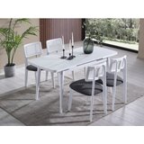 Hanah home milla - white white extendable dining table & chairs set (4 pieces) | ePonuda.com
